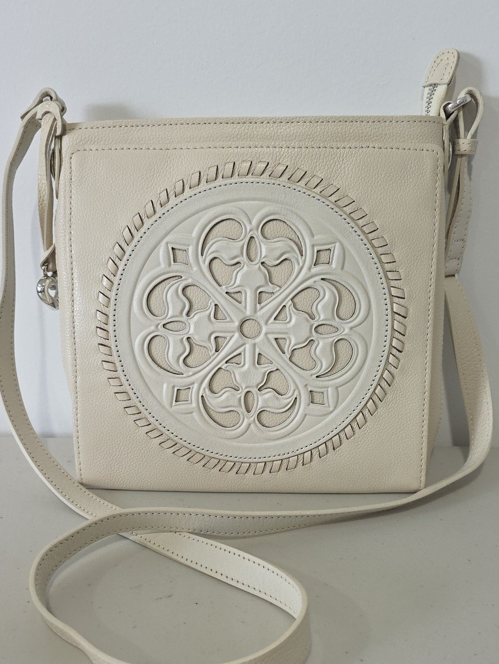 Brighton Ivory Ferrara Leather Crossbody Organizer Slim H35422 Free Bum Belt Bag